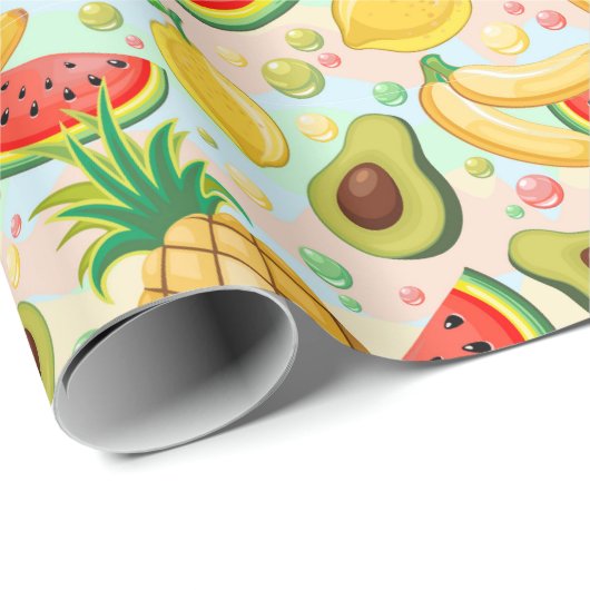 Verse zomer fruit patroon cadeaupapier (Rol Hoek)