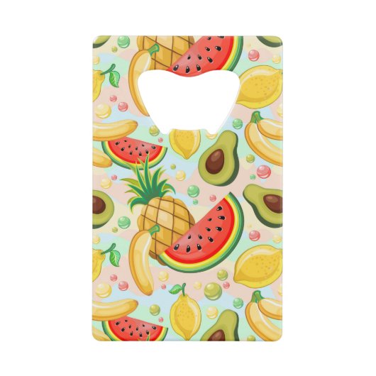 Verse zomer fruit patroon creditkaart flessenopener (Voorkant)