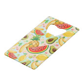 Verse zomer fruit patroon creditkaart flessenopener (Voorkant Gekanteld)