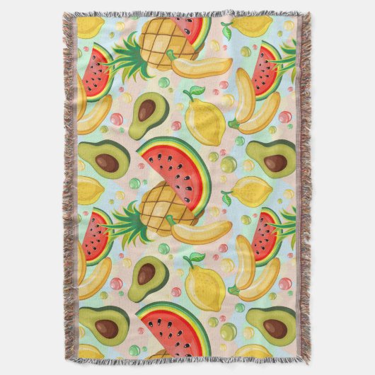 Verse zomer fruit patroon deken (Voorkant Verticaal)