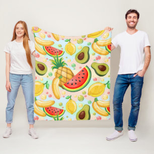 Verse zomer fruit patroon fleece deken