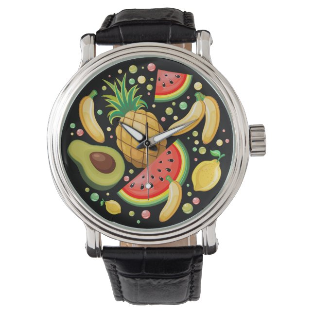 Verse zomer fruit patroon horloge (Voorkant)