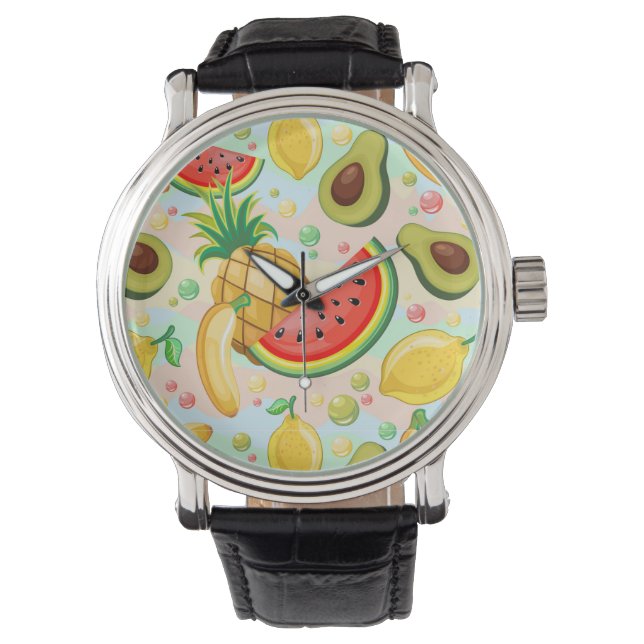 Verse zomer fruit patroon horloge (Voorkant)