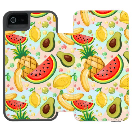 Verse zomer fruit patroon incipio iPhone portemonnee hoesje (Agenda Open)