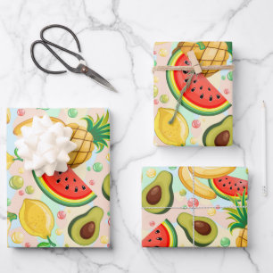 Verse zomer fruit patroon inpakpapier vel