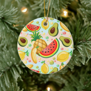 Verse zomer fruit patroon keramisch ornament