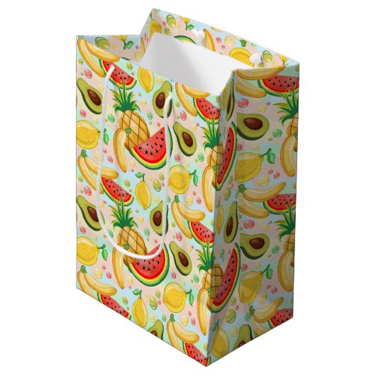 Verse zomer fruit patroon medium cadeauzakje (Voorkant Gekanteld)
