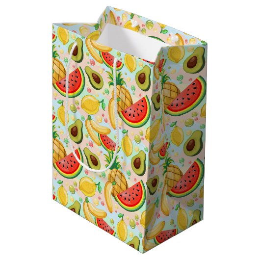 Verse zomer fruit patroon medium cadeauzakje (Achterkant Gekanteld)