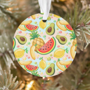 Verse zomer fruit patroon ornament