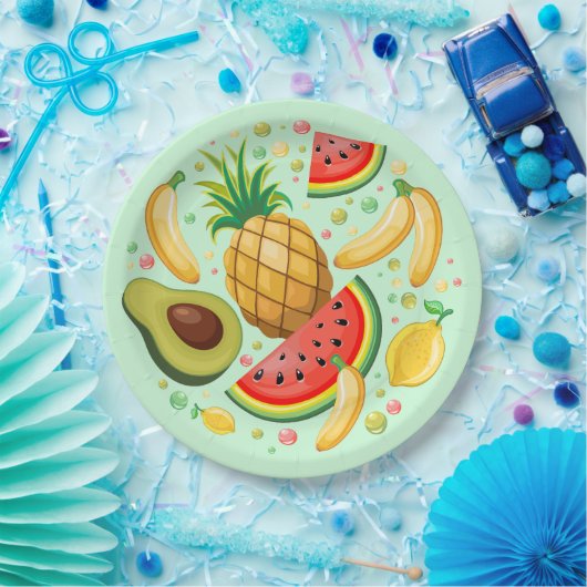 Verse zomer fruit patroon papieren bordje (Feest)