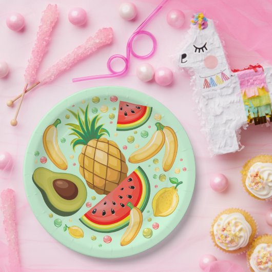 Verse zomer fruit patroon papieren bordje (Feest)