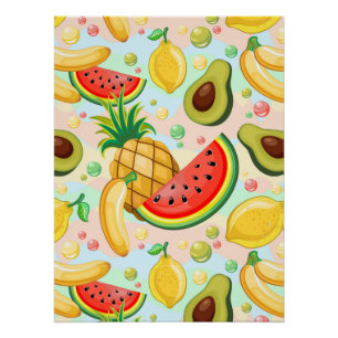 Verse zomer fruit patroon perfect poster