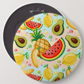 Verse zomer fruit patroon ronde button 6,0 cm (Voorkant /achterkant)