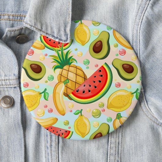 Verse zomer fruit patroon ronde button 6,0 cm (In situ)