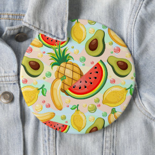 Verse zomer fruit patroon ronde button 6,0 cm