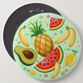 Verse zomer fruit patroon ronde button 6,0 cm (Voorkant /achterkant)