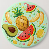 Verse zomer fruit patroon ronde button 6,0 cm (Voorkant)