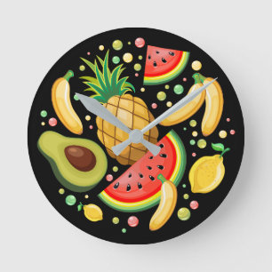 Verse zomer fruit patroon ronde klok