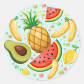 Verse zomer fruit patroon ronde sticker (Voorkant)