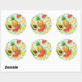 Verse zomer fruit patroon ronde sticker (Vel)
