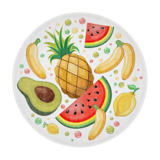 Verse zomer fruit patroon snijplank (Voorkant)