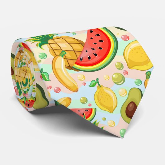 Verse zomer fruit patroon stropdas (Opgerold)