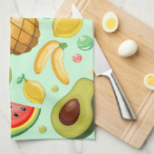 Verse zomer fruit patroon theedoek (Quarter Fold)