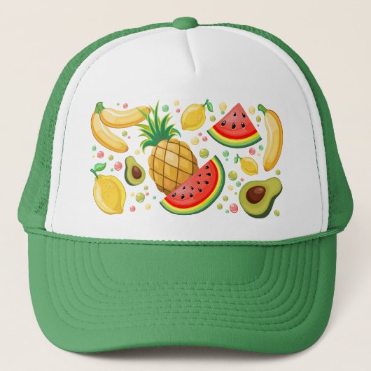 Verse zomer fruit patroon trucker pet (Voorkant)