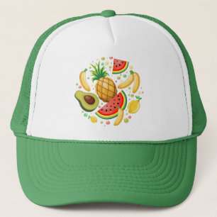 Verse zomer fruit patroon trucker pet