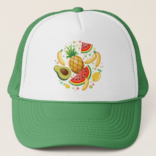 Verse zomer fruit patroon trucker pet (Voorkant)