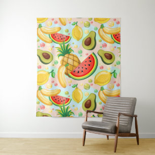 Verse zomer fruit patroon wandkleed