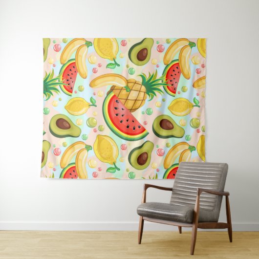 Verse zomer fruit patroon wandkleed (In Situ (horizontaal))
