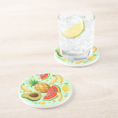 Verse zomer fruit patroon zandsteen onderzetter (Zijkant)