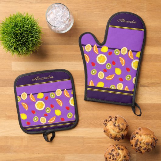 Verse Zomer Vruchten Ovenwant & Pannenlap Set (Top down)
