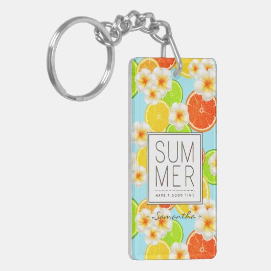 Verse zomervruchten en exotische plakkers sleutelhanger (Voorkant Links)