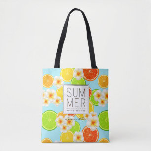 Verse zomervruchten en exotische plakkers tote bag
