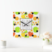 Verse zomervruchten en exotische plakkers vierkante klok (Huis)
