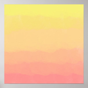 verse zomerzonsondergang oranje koraalwaterverven poster