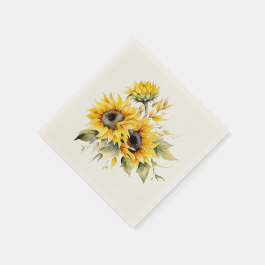 Verse zonnebloemen: gepersonaliseerde bruiloft ser servet (Hoek)