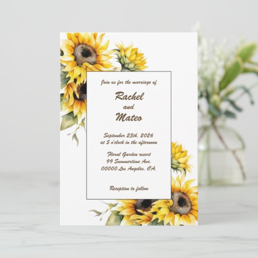 Verse Zonnebloemen: Persoonlijke Trouwkaart Kaart (Staand voorkant)