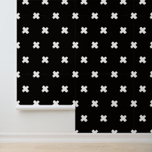 Verse zwart-wit kruis patroon behang