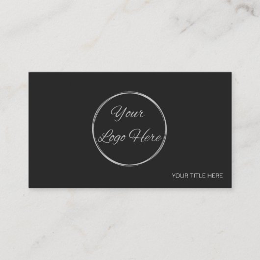 Verse zwarte minimal modern met logo visitekaartje (Voorkant)
