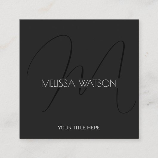 Verse zwarte minimale moderne QR-code Vierkante Visitekaartje (Voorkant)