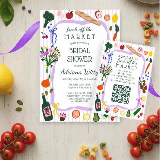 VERSECHT VAN DE MARKT Bruiloft Feest Aangepaste QR RSVP Kaartje