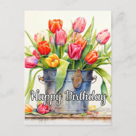 Verseeld Geplukte Tulpenbloemen Briefkaart