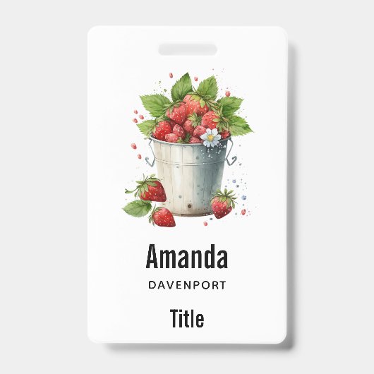 VersePicked Aardbeien in een Emmer Badge (Voorzijde)