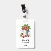 VersePicked Aardbeien in een Emmer Badge (Voorzijde met clip)