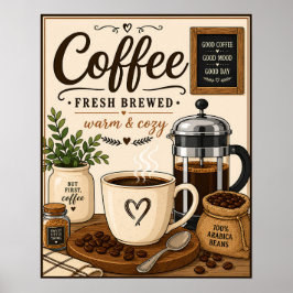 Versgemalen koffie poster