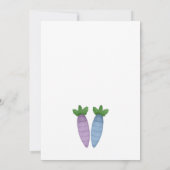 Versiblings op verjaardagsfeestje blauw en paarse kaart (Achterkant)