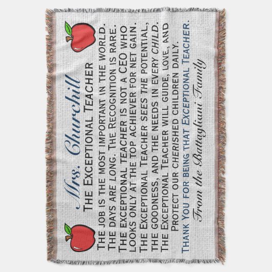 Versie 3 EXCEPTIONELE leraar Dank u Denen Deken (Voorkant Verticaal)